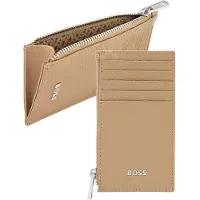 HUGO BOSS Leren kaarthouder Classic Grained Cardholder With Zip Camel Lichtbruin