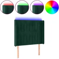 vidaXL Hoofdbord LED 83x16x118/128 cm fluweel donkergroen
