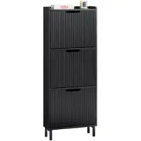 SoBuy FSR177-H-SCH Schoenenkast met 3 kleppen, smal schoenenrek