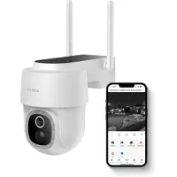 FlinQ Slimme Dome Guard Beveiligingscamera Wit 16,3 x 9,9 x 13,8 cm - Draadloze 2K Solar Buitencamera met Nachtzicht en App Bediening