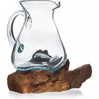 Ancient Wisdom - Waterglas - Molton glas met hout - gerecycled glas - eco-vriendelijk - drinkglas - tafelaccessoire - duurzaam