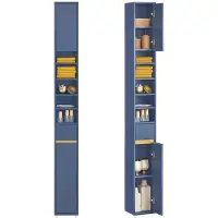 SoBuy Smalle Badkamerkast 20 cm Donkerblauw Hoge Opbergkast 180 cm