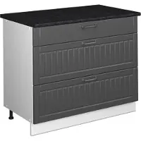 Vicco Keukenonderkast Fame-Line, Donkergrijs/Wit, 100 cm, WB Antraciet