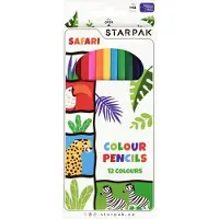 Starpak Safari kleurpotloden, 12 intense kleuren, voor schoolkinderen, 1 stuk.