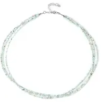 Cavill - Zilveren Halsketting - 925 Sterling Zilver Gerhodineerd - Facet Larimar Kralen 33,25 ct - Ronde Blauwe Kralen - Verstelbaar Zomer Sieraad