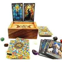 Ancient Wisdom Tarot set Triple Moon - Tarotdeck in houten bewaardoos - Tarot Kado - Tarotdeck in doos