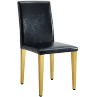 STILVORA Eetkamerstoel Set Van 2 90 Cm - Ergonomische Rugleuning En Makkelijk Schoon Te Maken - Voor Eetkamer En Woonkamer - Metaal Pu Leer - Zwart Goud