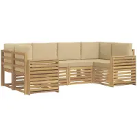Syfax Buiten bankenset 6 pcs Wit en Beige 245 x 132,5 x 73 cm