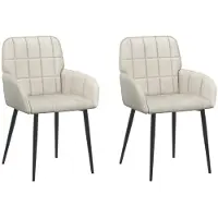 vidaXL Eetstoelen 2 st fluweel Crèmekleurig 56.5 x 50 x 85 cm