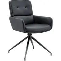 OKWISH Eetkamerstoel – 360 Graden Draaibaar – Set Van 2 – PU Leer – Voor Eetkamer Of Lounge – Luxe Stijl – Zwart