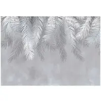 WALLARENA - Fotobehang - 150x105 cm - Fototapete met palmbladeren op beton, veren voor de woonkamer en slaapkamer