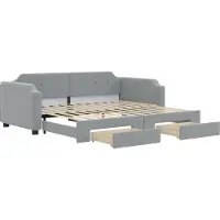 Syfax Slaapbank met onderschuifbed lades 100x190 cm stof lichtgrijs