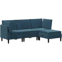 vidaXL Woonkamer Meubelset 4 st Blauw Fluweel