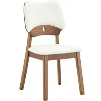 OKWISH Eetkamerstoel – Vlinderrugleuning Met Gewatteerde Zitting – Set Van 2 – Hout En Kunstleer – Design – Wit – Voor Eetkamer En Woonkamer