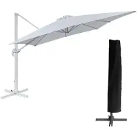 Happy Garden Offset parasol MOLOKAI vierkant 3x3m wit + hoes