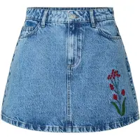 Pieces Pcpalma Mw A-lijn Denim Minirok Dames Blauw L