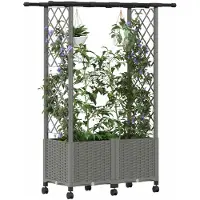 vidaXL Verhoogd Bed met Trellis en Dak Lichtgrijs 124,5 x 40 x 142 cm