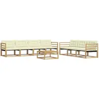 vidaXL Buiten bank set 8 st Wit en crèmekleurig