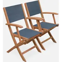 Sweeek Set van 2 opklapbare houten tuinstoelen ALMERIA van eucalyptushout en textileen