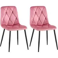 CLP Clairton Set van 2 Eetkamerstoelen - klassiek - met zwart metalen frame - Belastbaar tot 150 kg - fluweel - Velvet - Fluweel/roze