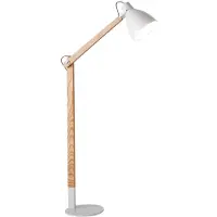 FABAS LUCE De Sveva staande lamp is gemaakt van metaal en esdoornhout, heeft een verstelbare hoogte tot 180 cm, een E27-fitting en een modern en elegant design, ideaal voor binnenverlichting