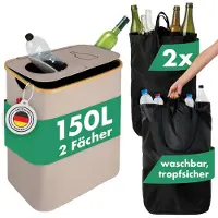 Blumtal - Afvalscheiding - Recycle afvalbak - 150L - Statiegeld container - Lege Flessen - Beige