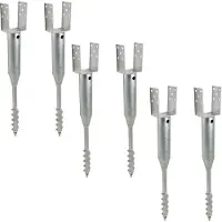 Baumarktplus TRUTZHOLM Grondbus 10x10 cm om te Schroeven Set van 6 - U-Profiel Grondanker 86.5cm - Thermisch Verzinkt Paalhouder 100mm