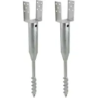 Baumarktplus TRUTZHOLM Grondbus 10x10 cm om te Schroeven Set van 2 - U-Profiel Grondanker 86.5cm - Thermisch Verzinkt Paalhouder 100mm