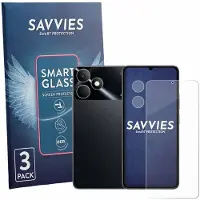 Savvies 3 Stuks Screenprotector - geschikt voor realme Note 80 (Voor+Camera) - beschermfolie glas transparant