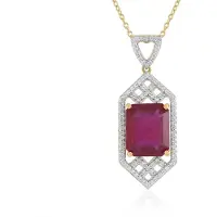 Cavill - Luxe Dames Halsketting 925 Sterling Zilver Verguld - Madagaskar Roze Saffier 5,85 ct Achthoekig - Cambodjaanse Zirkoon - 45,5 cm