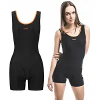 Zagano - Badpak met pijpjes dames - Maat 40 - Zwart/Oranje - Sneldrogend - Chloorbestendig - UV-bestendig