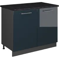 Vicco Wastafelkast Fame-Line, Donkerblauw hoogglans/Antraciet, 100 cm, WB Antraciet