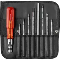 PB Swiss Tools Schroevendraaierset met hecht en wisselklingen in roletui PB