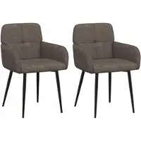 vidaXL Eetstoelen 2 st Kunst Suède Leer Donkergrijs 59x56,5x85cm
