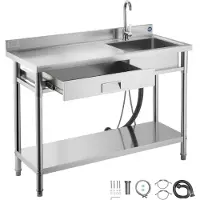 Vevor RVS spoelbak (120 x 50 x 94 cm)