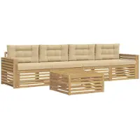 Syfax Buiten bankenset 5 pcs Wit en Beige Massief Acaciahout