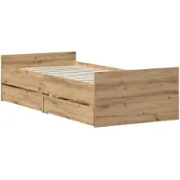 vidaXL Bedframe Artisanaal eiken 90 x 200 cm Bewerkt hout