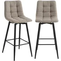 CALICOSY - Set van 2 gestoffeerde krukken in gemêleerde stof H94 cm - SIA
