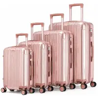 ROYAL SWISS Kofferset 4 Delig - Hardcase Reiskoffers - TSA Slot - 360° Spinner Wielen - 18/20/24/28 Inch - Rose Gold