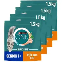 Purina One 4x Kattenvoer Droog Senior Kip - Volkoren Granen 1,5 Kg
