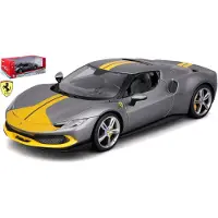 Bburago Ferrari 296 GTB Assetto Fiorano (Grijs) (25 cm) 1/18 {Miniatuurauto - Schaalmodel - Modelauto}