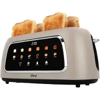 Olvy Broodrooster XL - Lange Sleuven - Timerfunctie - LCD Display - Kruimellade - Toaster - 1500W - Ontdooien & Opwarmen - Beige