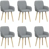 vidaXL Eetstoelen 6 st Stof Lichtgrijs 56,5 x 50 x 87,5 cm