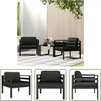 The Living Store Eenzitsbanken - Aluminium - 75x70x64.5 cm - Antraciet