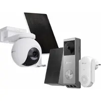 Ezviz HB8 Pro 4K Buitencamera Incl. 5W Zonnepaneel + EP3x Pro Videodeurbel Incl. Chime – 360° AI Detectie & Kleurnachtzicht - Draadloos