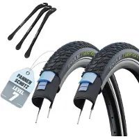 Schwalbe 2x Schwalbe Marathon E-Plus fietsband 27,5 x 2.00 zwart reflex 50-584 + 3 bandenlichters