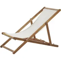 Beliani ANZIO - Ligstoel set van 2 - Lichtbruin/Wit - Acaciahout/Polyester