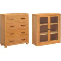 vidaXL Opslag Meubel Set met lade 2 st Naturel 80 x 35 x 185 cm