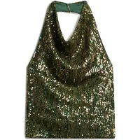 Superdry Cowl Halter Sequin Mouwloze Blouse