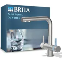 Brita Roestvrij Staal 3-weg Systeem Rechthoekige Keukenkraan Met Geïntegreerde P1000-filtratie